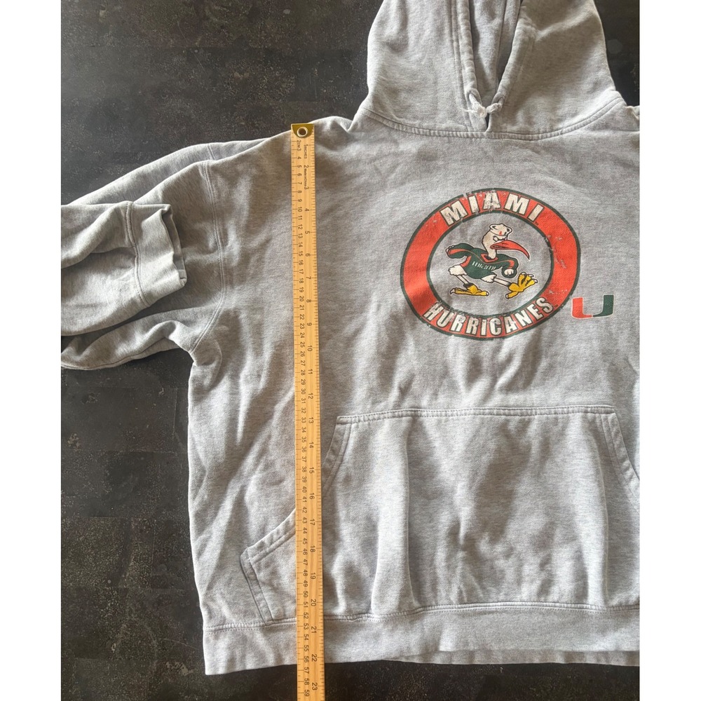 Vintage Miami Hurricanes Sebastian Ibis Cropped Hoodie Mens XL Gray NCAA 90s - Picture 4 of 5